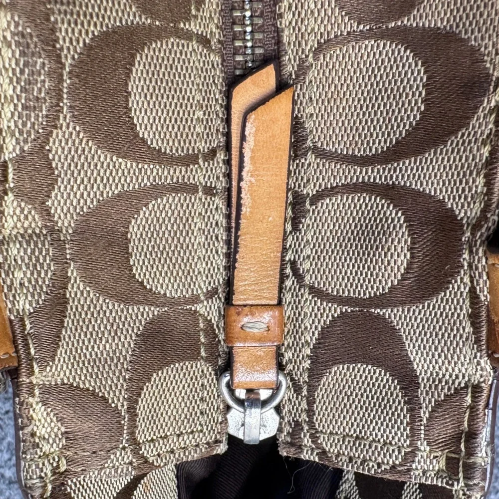 Coach Hampton Satchel Women Medium Brown Monogram Canvas Y2K Preppy 8K07